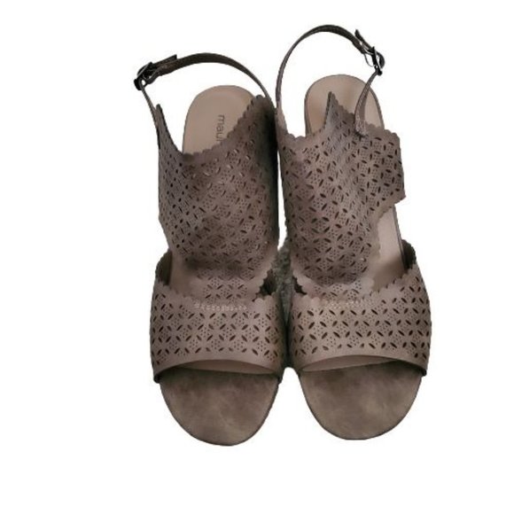 Maurices Women's Emilia Perforated Cutout Block Heel Sandals Taupe Brown Sz 11M - Picture 4 of 12
